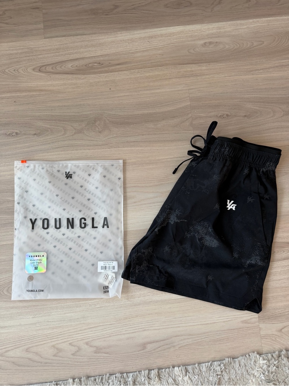 YoungLA Men’s Black 1052 Reflective Fitness Shorts